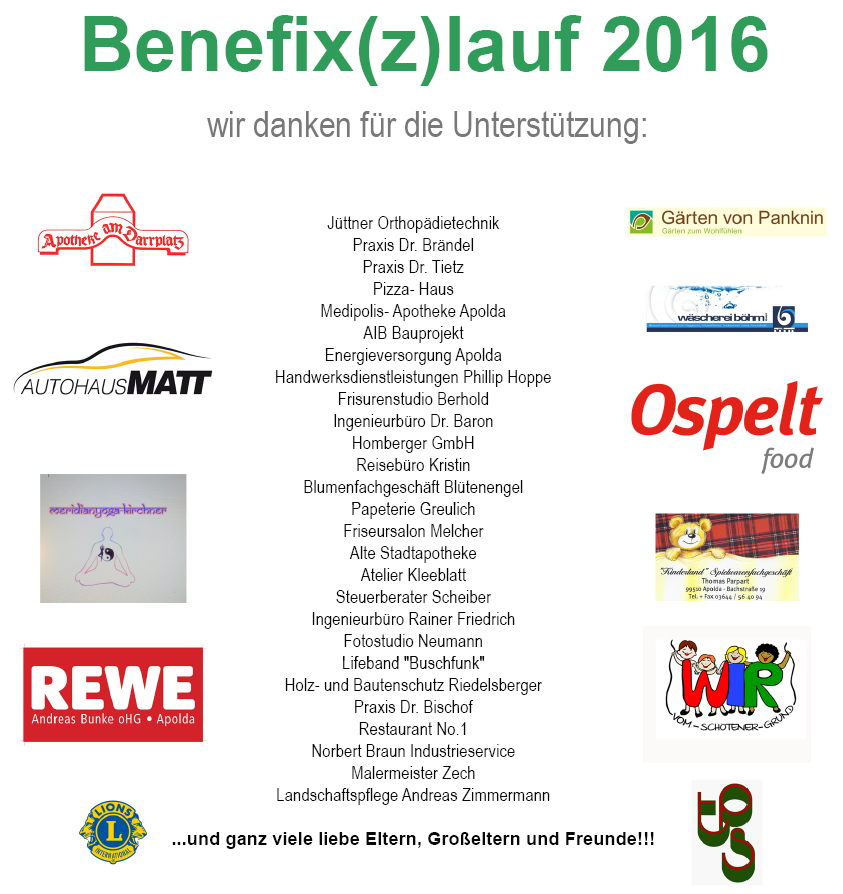 Sponsoren Benefix(z)lauf 2016